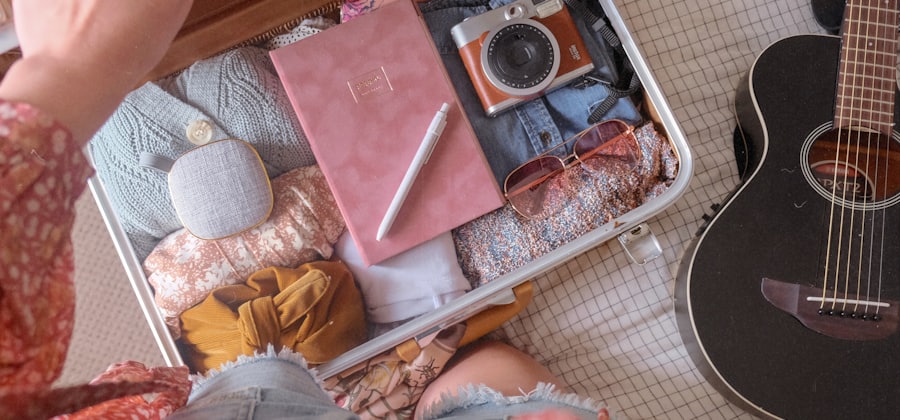 Packed travel suitcase